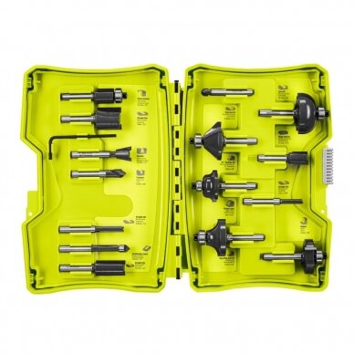 Frezų rinkinys RYOBI RAKRBS15, 6 mm, 15 vnt. Frezų rinkinys RYOBI RAKRBS15, 6 mm, 15 vnt.