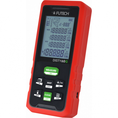 FUTECH DISTY 60m Lazerinis Atstumų Matuoklis Žalias (Li-ion akumuliatorius) FUTECH DISTY 60m Lazerinis Atstumų Matuoklis Žalias (Li-ion akumuliatorius)