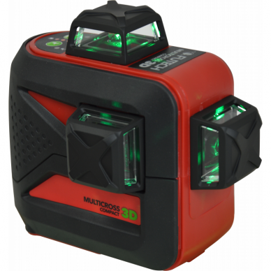 Futech Multicross 3D Compact Green žalias 3D lazerinis nivelyras + trikojis stovas 65-160cm, (Su Ličio jonų baterija)  3