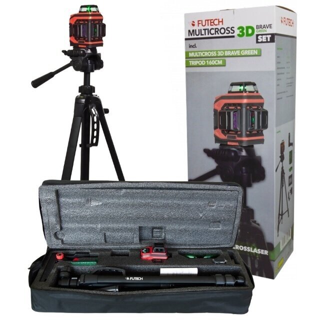 Futech Multicross 3D Brave žalias 3D lazerinis nivelyras (Su Ličio jonų baterija) Futech Multicross 3D Brave žalias 3D lazerinis nivelyras (Su Ličio jonų baterija)