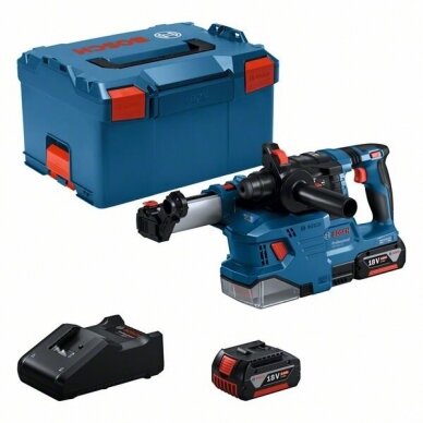 Bosch GBH 18V-22 akum. perforatorius su nusiurbimo sistema GDE 18V-12 (18V 2x4.0Ah, GAL 18V-40, LB) Bosch GBH 18V-22 akum. perforatorius su nusiurbimo sistema GDE 18V-12 (18V 2x4.0Ah, GAL 18V-40, LB)