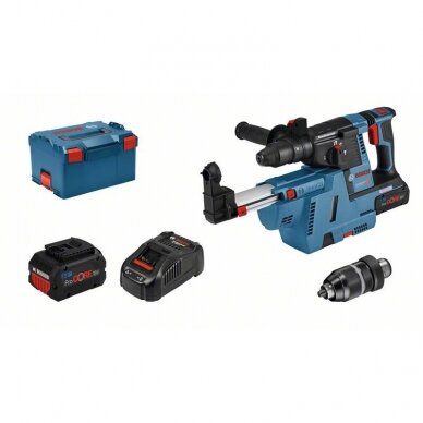 Bosch GBH 18V-26 F su GDE 18V-16 akumuliatorinis perforatorius LB, 2x5.5PrC, 1880CV Bosch GBH 18V-26 F su GDE 18V-16 akumuliatorinis perforatorius LB, 2x5.5PrC, 1880CV