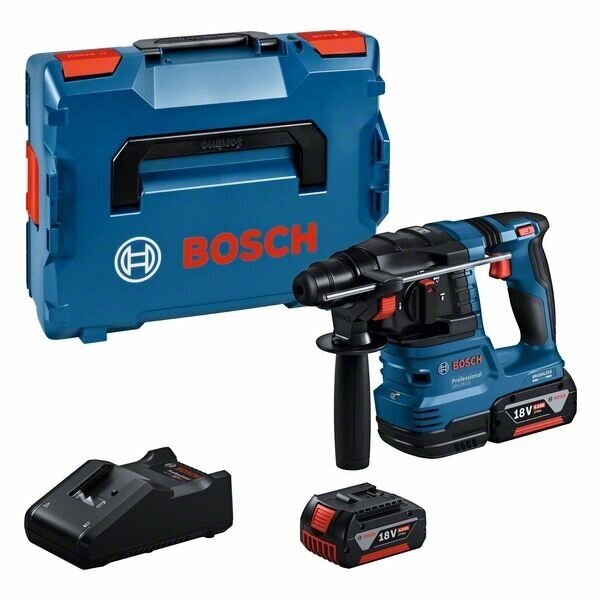 Bosch GBH 18V-22 akumuliatorinis perforatorius (18V 2x4.0Ah, GAL 18V-40, LB) Bosch GBH 18V-22 akumuliatorinis perforatorius (18V 2x4.0Ah, GAL 18V-40, LB)