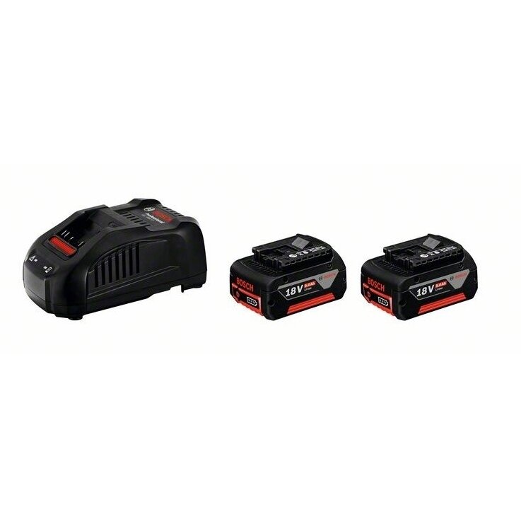 Bosch GBA 18 V-Li; 18 V; 5,0 Ah 2 vnt. akumuliatoriai + greitas įkroviklis GAL1880CV Bosch GBA 18 V-Li; 18 V; 5,0 Ah 2 vnt. akumuliatoriai + greitas įkroviklis GAL1880CV