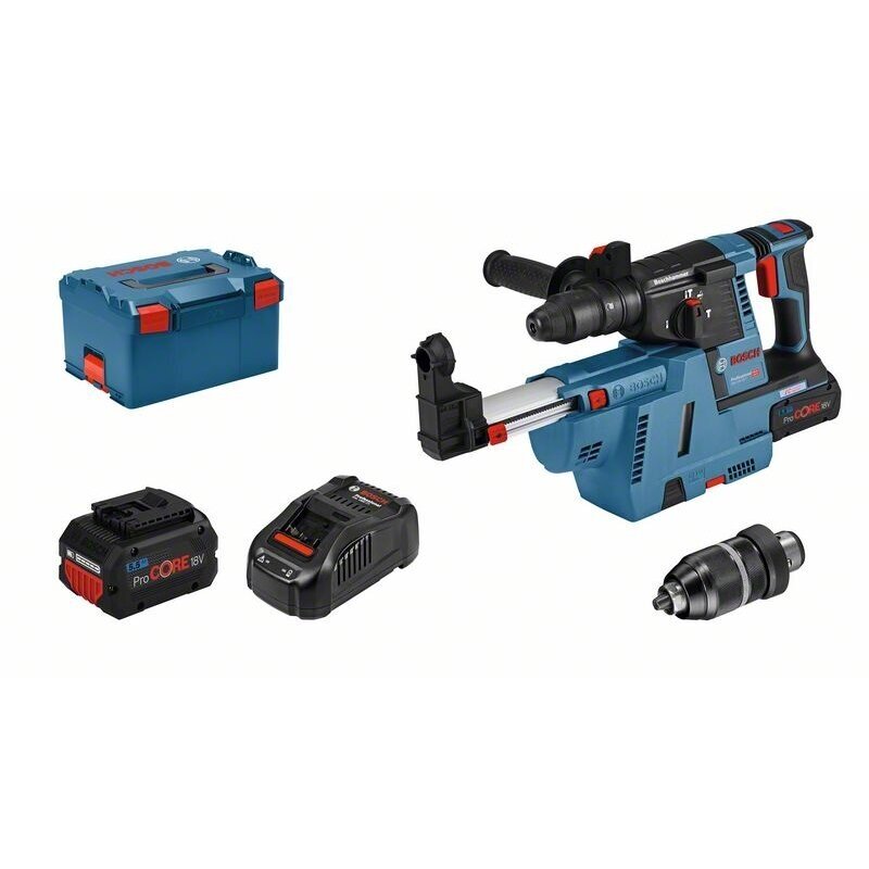 Bosch GBH 18V-26 F su GDE 18V-16 akumuliatorinis perforatorius LB, 2x5.5PrC, 1880CV Bosch GBH 18V-26 F su GDE 18V-16 akumuliatorinis perforatorius LB, 2x5.5PrC, 1880CV