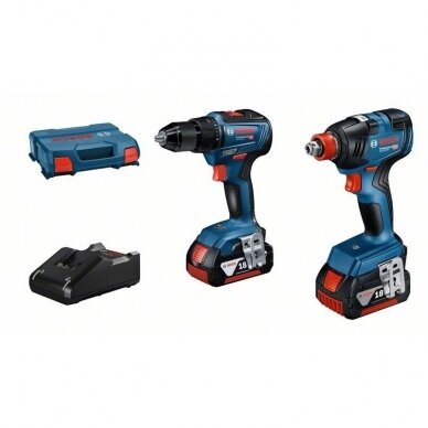 Akumuliatorinių įrankių rinkinys Bosch 06019J2207 (GDX 18V-200 + GSR 18V-55), 18 V, 2x4.0 Ah Akumuliatorinių įrankių rinkinys Bosch 06019J2207 (GDX 18V-200 + GSR 18V-55), 18 V, 2x4.0 Ah