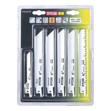 Geležčių rinkinys Ryobi RAK06RB, 6 VNT. Geležčių rinkinys Ryobi RAK06RB, 6 VNT.