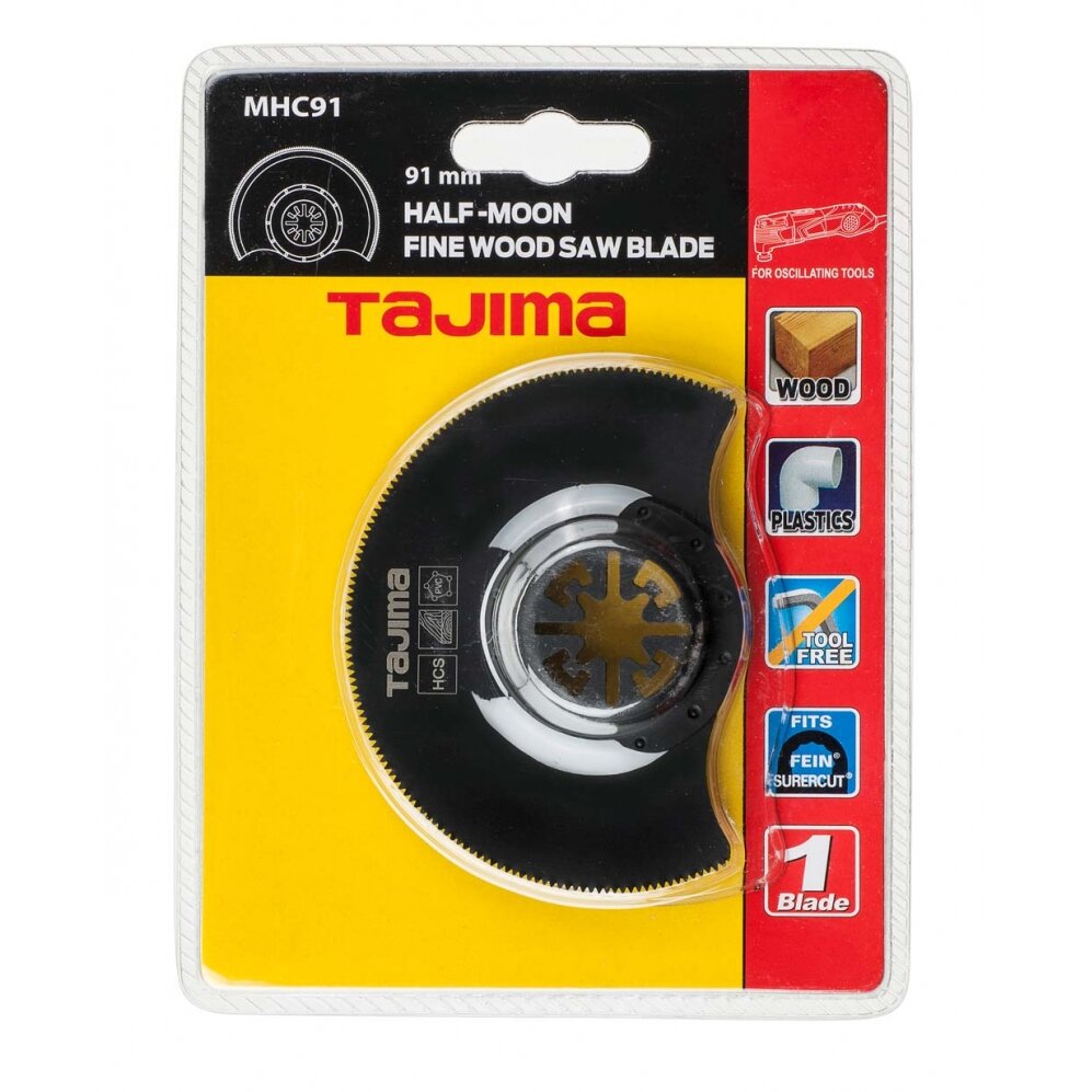 Geležtė medžiui HSS, smulki, multifunkciniam įrankiui 91mm Tajima pusmėnulis Geležtė medžiui HSS, smulki, multifunkciniam įrankiui 91mm Tajima pusmėnulis