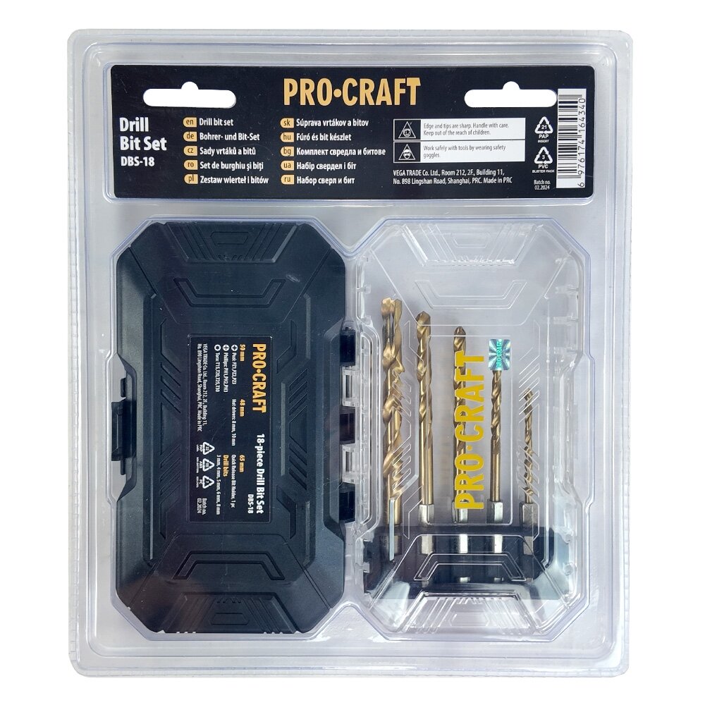 Grąžtų ir antgalių rinkinys „ProCraft DBS-18” 5 Grąžtų ir antgalių rinkinys „ProCraft DBS-18” 5