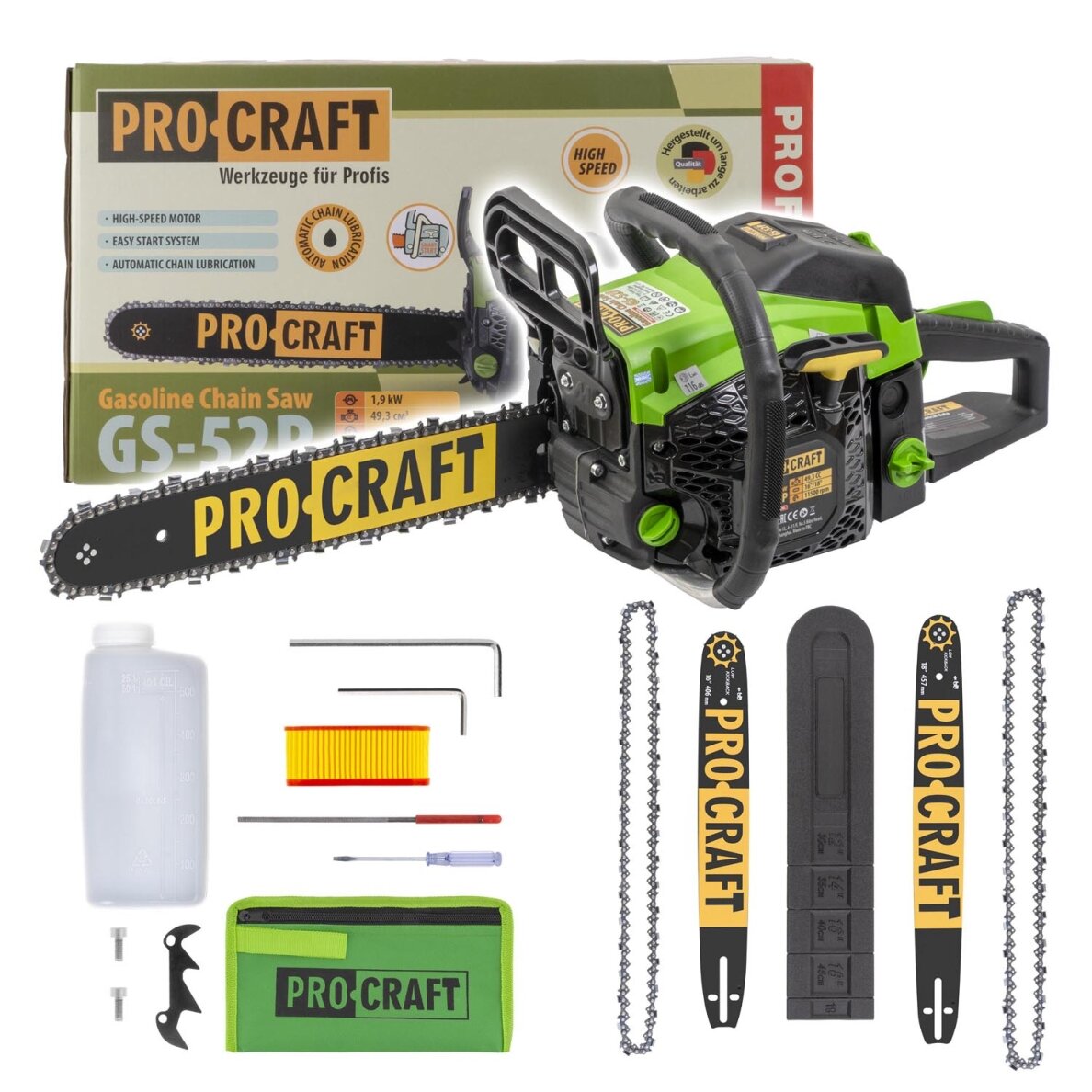 Grandininis pjūklas „ProCraft GS-52P” Grandininis pjūklas „ProCraft GS-52P”