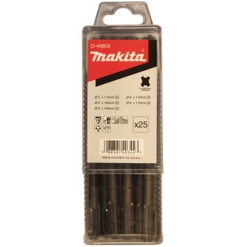 Grąžtų komplektas Makita D-40602, SDS-PLUS (5x110mm x5; 6x110mm x5; 6x160mm x5; 8x110mm x5; 8x160mm x5) Grąžtų komplektas Makita D-40602, SDS-PLUS (5x110mm x5; 6x110mm x5; 6x160mm x5; 8x110mm x5; 8x160mm x5)