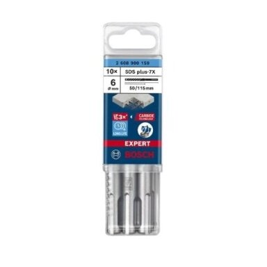 Grąžtas betonui Bosch SDS-plus, 6x50x115mm, 10 vnt. 2608900159 Grąžtas betonui Bosch SDS-plus, 6x50x115mm, 10 vnt. 2608900159