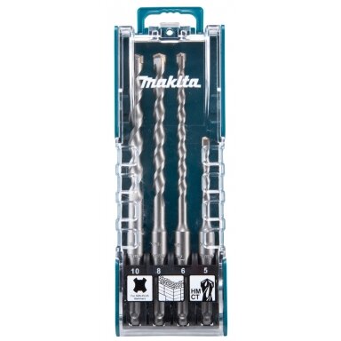 Grąžtų Komplektas Makita D-74136, (5 x 110 mm, 6 x 160 mm, 8 x 160 mm, 10 x 160 mm) SDS-PLUS Grąžtų Komplektas Makita D-74136, (5 x 110 mm, 6 x 160 mm, 8 x 160 mm, 10 x 160 mm) SDS-PLUS