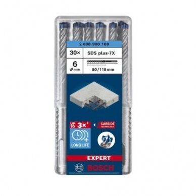 Grąžtas betonui Bosch SDS-plus, 6x50x115mm, 30 vnt. 2608900180 Grąžtas betonui Bosch SDS-plus, 6x50x115mm, 30 vnt. 2608900180