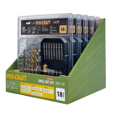 Grąžtų ir antgalių rinkinys „ProCraft DBS-18” 1 Grąžtų ir antgalių rinkinys „ProCraft DBS-18” 1