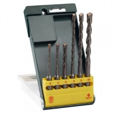 Grąžtų komplektas betonui Bosch, S2, 5-10 mm, SDS-plus, 6 vnt., 2607019447 Grąžtų komplektas betonui Bosch, S2, 5-10 mm, SDS-plus, 6 vnt., 2607019447