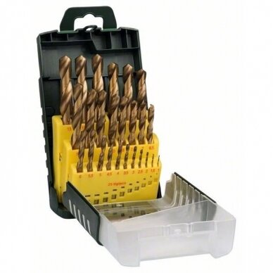 Grąžtų komplektas Bosch HSS-TiN, 1-13 mm, 25 vnt., 2607017154 Grąžtų komplektas Bosch HSS-TiN, 1-13 mm, 25 vnt., 2607017154