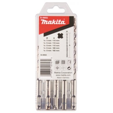 Grąžtų komplektas Makita B-49052, SDS-PLUS, 5 vnt. Grąžtų komplektas Makita B-49052, SDS-PLUS, 5 vnt.
