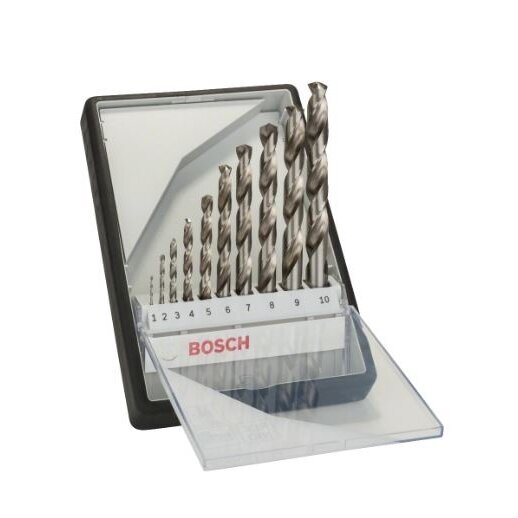 Grąžtų komplektas metalui Bosch HSS-G, 1-10 mm, 10 vnt., 2607010535 Grąžtų komplektas metalui Bosch HSS-G, 1-10 mm, 10 vnt., 2607010535