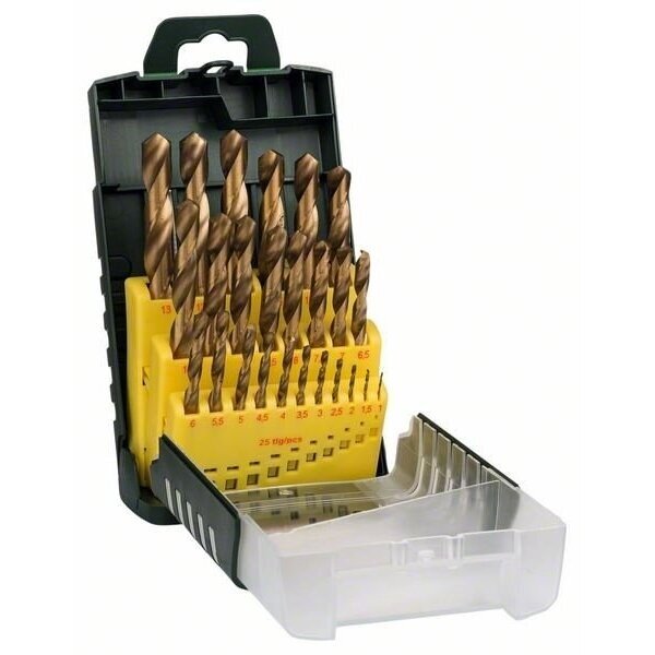 Grąžtų komplektas Bosch HSS-TiN, 1-13 mm, 25 vnt., 2607017154 Grąžtų komplektas Bosch HSS-TiN, 1-13 mm, 25 vnt., 2607017154