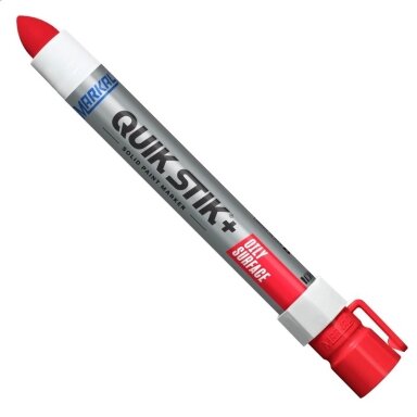 Industrinis kietų dažų žymeklis tepaluotiems paviršiams Markal QUIK STIK+ OILY SURFACE, RAUDONAS Industrinis kietų dažų žymeklis tepaluotiems paviršiams Markal QUIK STIK+ OILY SURFACE, RAUDONAS