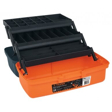 Įrankių dėžė oranžinės sp. su patogiai atsidarančiais skyriais 410x220x210mm Truper®