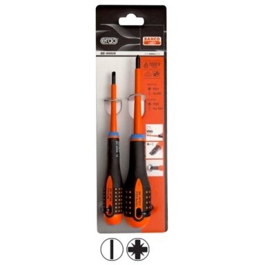 Izoliuotų atsuktuvų rinkinys ERGO™ Combi 2 vnt - SL5/PZ1; SL6/PZ2 - 1000V VDE Izoliuotų atsuktuvų rinkinys ERGO™ Combi 2 vnt - SL5/PZ1; SL6/PZ2 - 1000V VDE