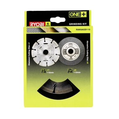 Kampinio šlifuoklio pjovimo diskų rinkinys, Ryobi RAK6AGD115, 6vnt., 115mm Kampinio šlifuoklio pjovimo diskų rinkinys, Ryobi RAK6AGD115, 6vnt., 115mm