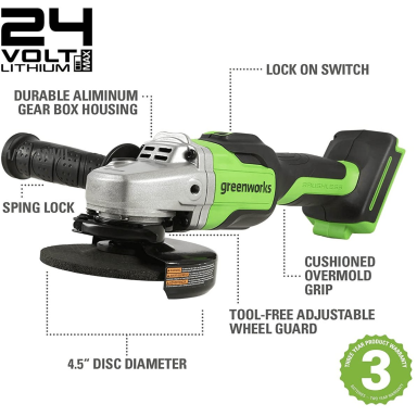 Greenworks GD24AG KAMPINIS ŠLIFUOKLIS (24V be akumuliatorių ir kroviklių)