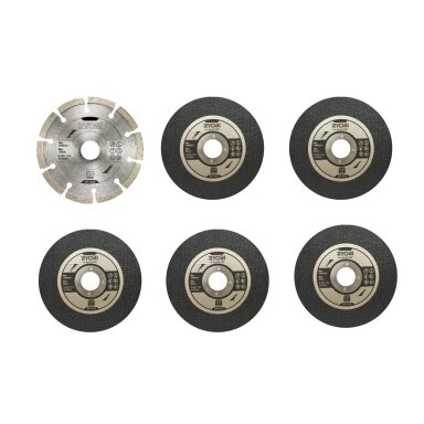 Kampinių šlifuoklių priedų rinkinys Ryobi RAK6AGD125, 125 mm, 6 vnt Kampinių šlifuoklių priedų rinkinys Ryobi RAK6AGD125, 125 mm, 6 vnt