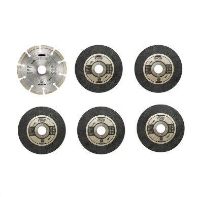 Kampinių šlifuoklių priedų rinkinys Ryobi RAK6AGD125, 125 mm, 6 vnt Kampinių šlifuoklių priedų rinkinys Ryobi RAK6AGD125, 125 mm, 6 vnt