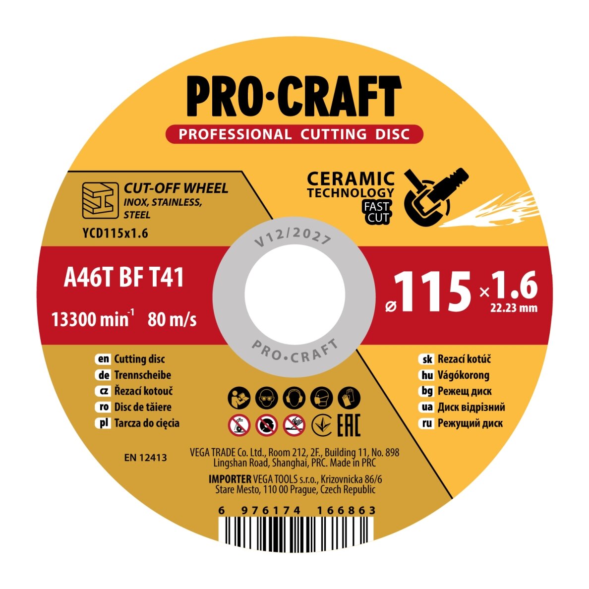 Keraminis pjovimo diskas „ProCraft YCD115x1.6” Keraminis pjovimo diskas „ProCraft YCD115x1.6”