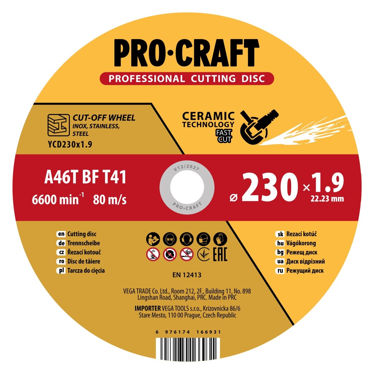 Keraminis pjovimo diskas „ProCraft YCD230x1.9" Keraminis pjovimo diskas „ProCraft YCD230x1.9"