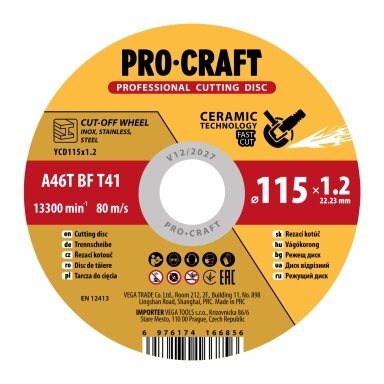 Keraminis pjovimo diskas „ProCraft YCD115x1.0”