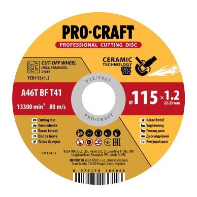 Keraminis pjovimo diskas „ProCraft YCD115x1.0”