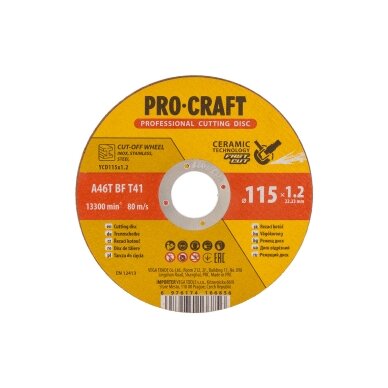 Keraminis pjovimo diskas „ProCraft YCD115x1.2” 1 Keraminis pjovimo diskas „ProCraft YCD115x1.2” 1