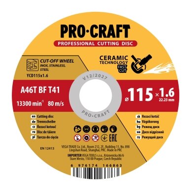 Keraminis pjovimo diskas „ProCraft YCD115x1.6” Keraminis pjovimo diskas „ProCraft YCD115x1.6”