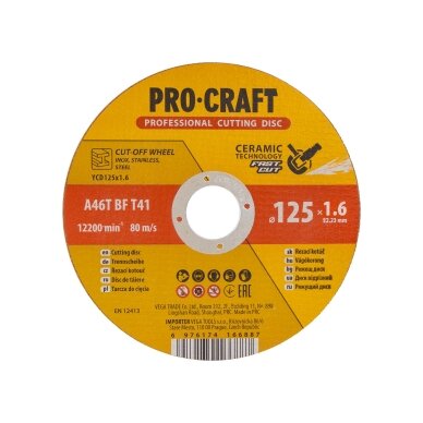 Keraminis pjovimo diskas „ProCraft YCD125x1.6” 1 Keraminis pjovimo diskas „ProCraft YCD125x1.6” 1