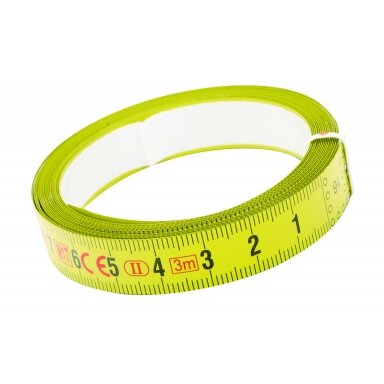Klijuojama plieninė matavimo juosta Bahco "R" L-6m.  13mm skalė iš kairės į dešinę