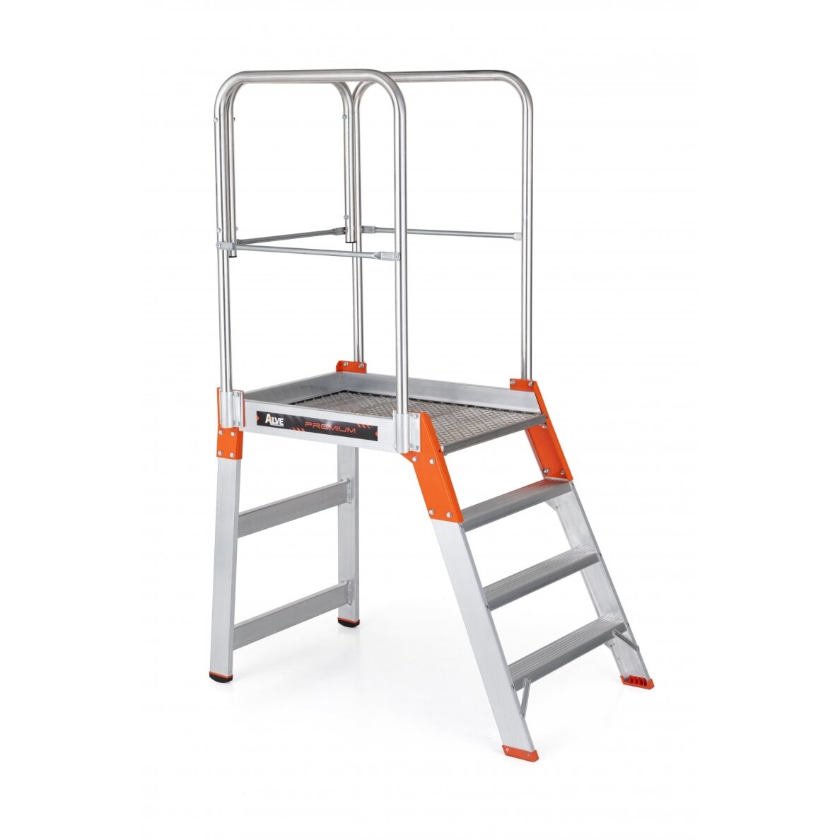 Kopėčios platforminės vienpusės aliuminės su aikštele 560×778 mm (serija 9530X) ALVE PREMIUM | 8 pakopų 164-271 cm