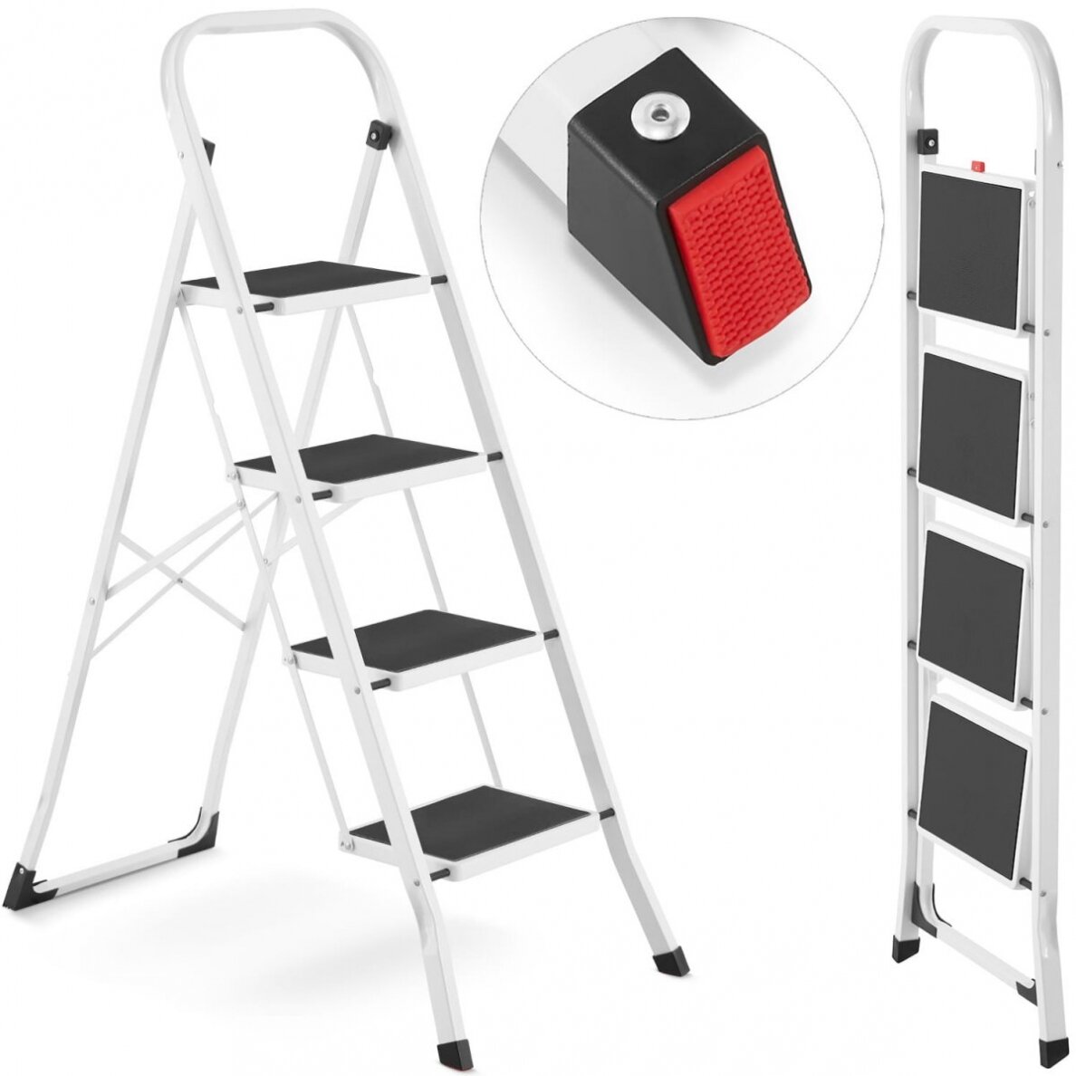 Kopėčios plieninės buitinės Higher | 4 pakopų (baltos) Kopėčios plieninės buitinės Higher | 4 pakopų (baltos)