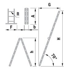 Kopėčios aliuminės, šarnyrinės 2 dalių FORTE | 2x5 pakopų 144-276 cm