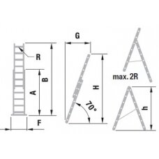 Kopėčios aliuminės, universalios, dvipusės, ištraukiamos (laiptams) 2 dalių EUROSTYL | 2x7 pakopų 201-314cm.