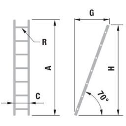Kopėčios aliuminės, atremiamos FORTE | 1x10 pakopų 297cm 1 Kopėčios aliuminės, atremiamos FORTE | 1x10 pakopų 297cm 1