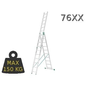 Kopėčios aliuminės, universalios, dvipusės, ištraukiamos, 3 dalių EUROSTYL | 3x9 pakopų 258-569cm Kopėčios aliuminės, universalios, dvipusės, ištraukiamos, 3 dalių EUROSTYL | 3x9 pakopų 258-569cm