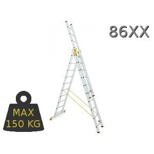 Kopėčios aliuminės, universalios, dvipusės, ištraukiamos 3 dalių FORTE | 3x12 pakopų 356-865cm Kopėčios aliuminės, universalios, dvipusės, ištraukiamos 3 dalių FORTE | 3x12 pakopų 356-865cm