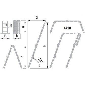 Kopėčios aliuminės, sulankstomos 4 dalių FORTE | 4x3 pakopų 176-344cm 1 Kopėčios aliuminės, sulankstomos 4 dalių FORTE | 4x3 pakopų 176-344cm 1