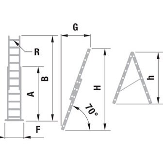Kopėčios aliuminės, universalios, dvipusės, ištraukiamos 2 dalių FORTE | 2xx14 pakopų 411-722cm. 1 Kopėčios aliuminės, universalios, dvipusės, ištraukiamos 2 dalių FORTE | 2xx14 pakopų 411-722cm. 1