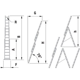 Kopėčios aliuminės, universalios, dvipusės, ištraukiamos, 3 dalių EUROSTYL | 3x10 pakopų 286-625cm 1 Kopėčios aliuminės, universalios, dvipusės, ištraukiamos, 3 dalių EUROSTYL | 3x10 pakopų 286-625cm 1