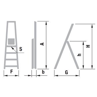 Kopėčios aliuminės, vienpusės FORTE | 6 pakopų 127-210cm 1 Kopėčios aliuminės, vienpusės FORTE | 6 pakopų 127-210cm 1